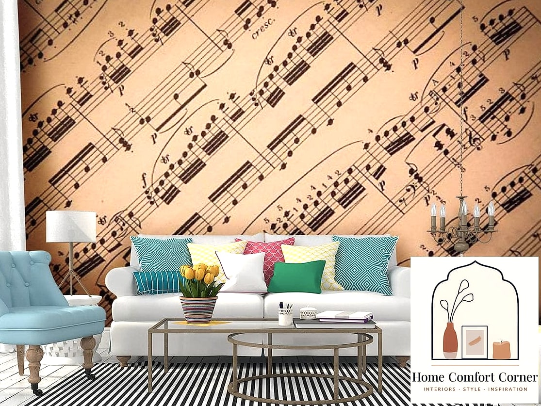 Wallpaper with a Sheet Music or Sound Wave Print