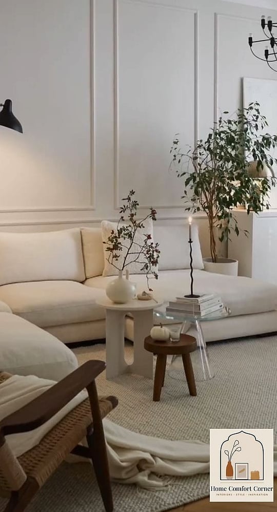 Warm White Walls with Natural Wood Accents