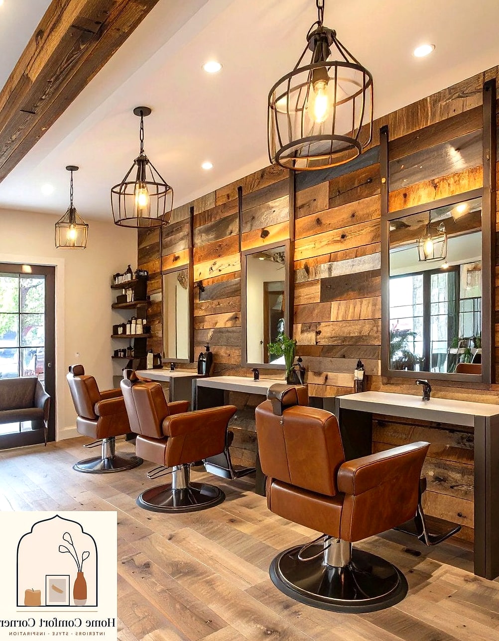 19 Salon Interior Design Ideas That Are Both Stylish and Practical 3 Warm Wood Tones for a Grounded Feel