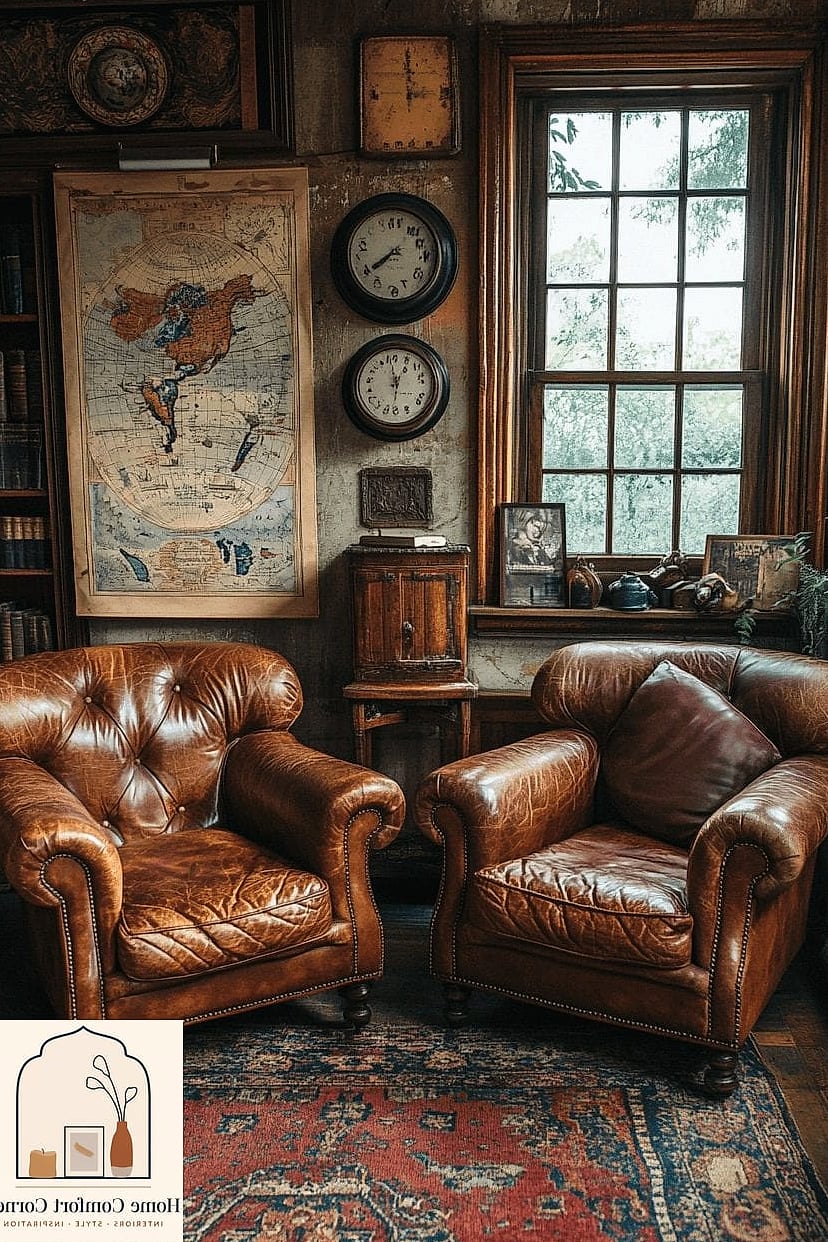 Weathered Leather Armchairs