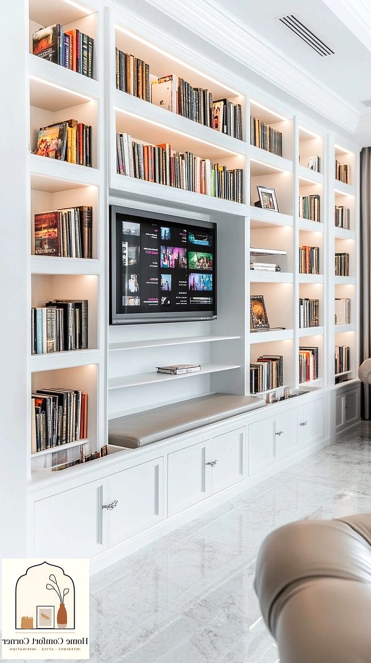 19 White Room Decor Ideas That Will Transform Your Space 12 White Built-In Bookshelves