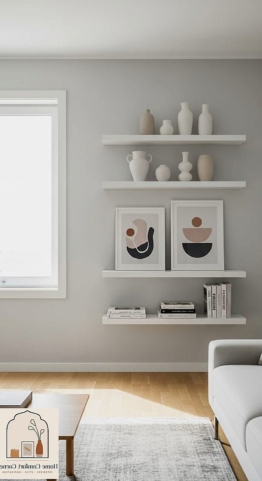 19 White Room Decor Ideas That Will Transform Your Space 17 White Floating Shelves