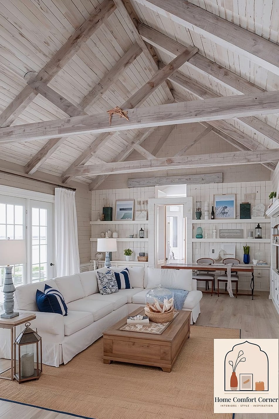 Whitewashed Ceiling Beams