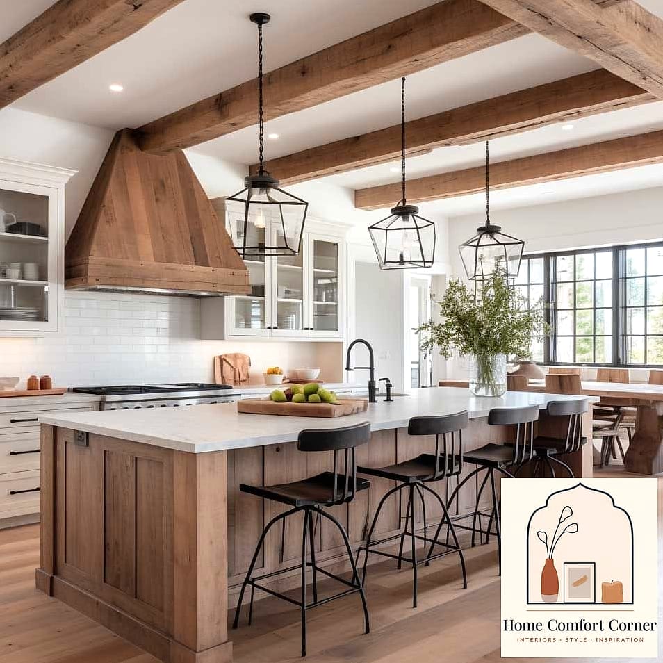 13 Modern Farmhouse Decor Ideas to Steal From Interior Designers 13 Wood Beam Ceiling Accents
