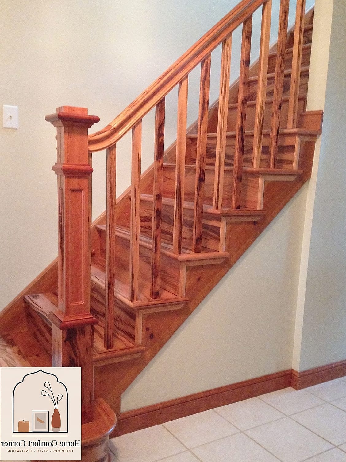Wood Treads with Black Metal Railings