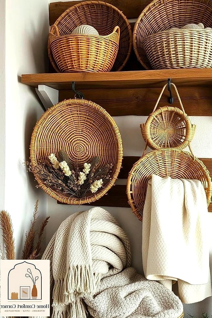 22 Country Farmhouse Decor Ideas to Upgrade Your Home This Weekend 12 Woven Baskets for Storage