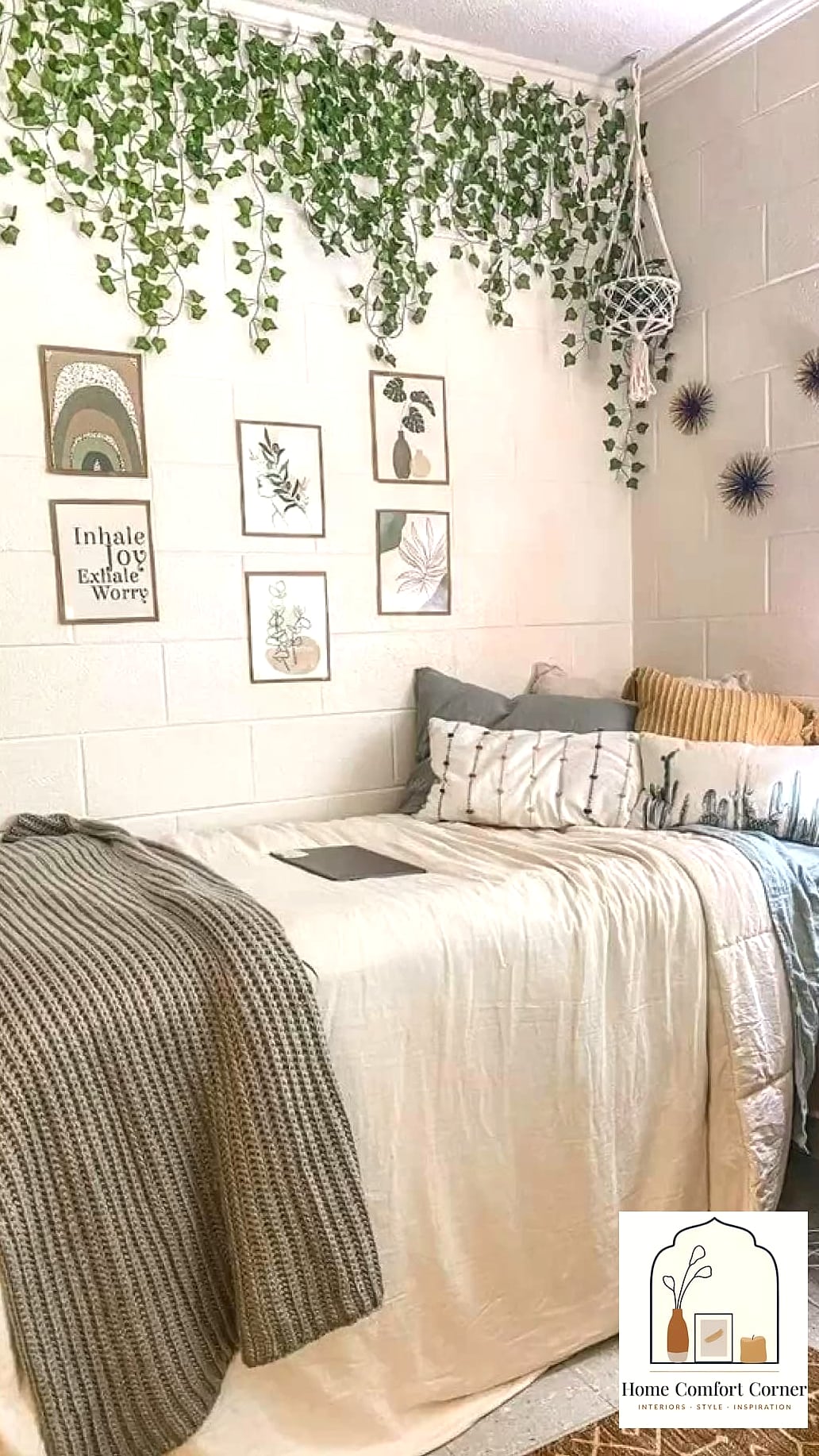 A Woven Wall Hanging Above the Headboard
