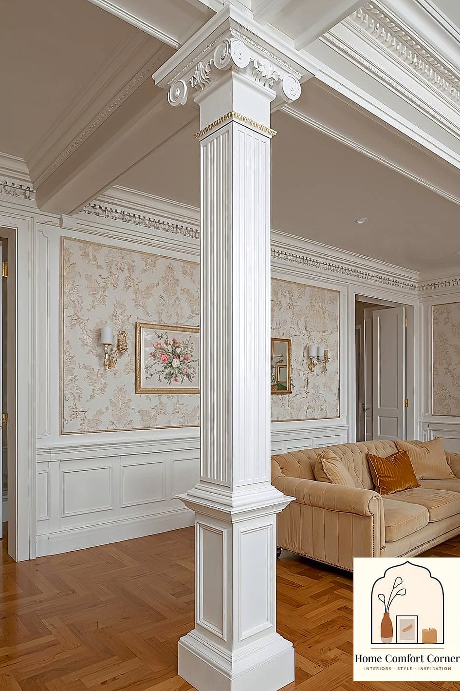 21 Pillar Design Interior Tips From Top Interior Designers 7 Wrap It in Wallpaper