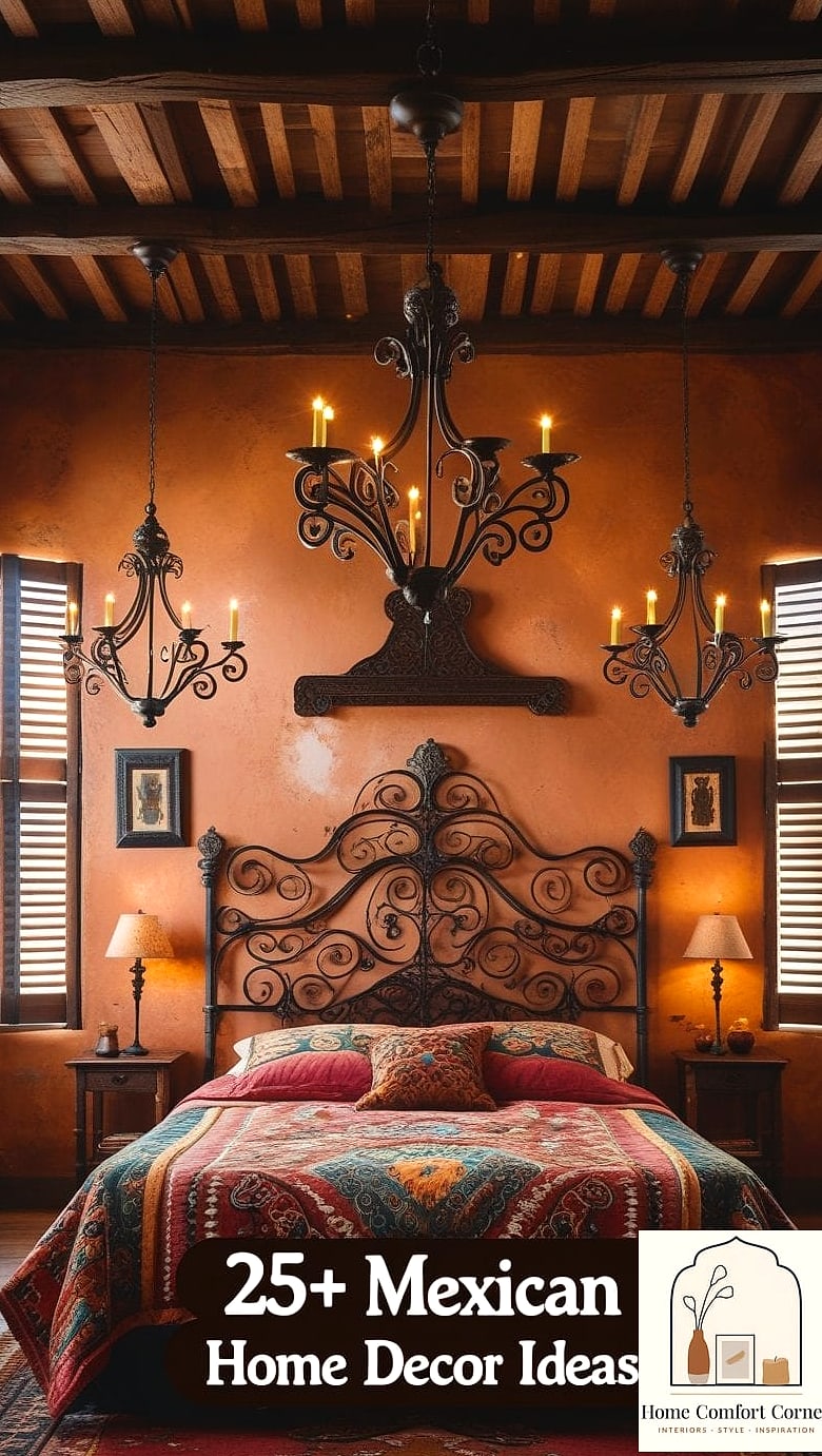 22 Mexican Home Decor Ideas That Are Both Stylish and Practical 11 Wrought Iron Light Fixtures