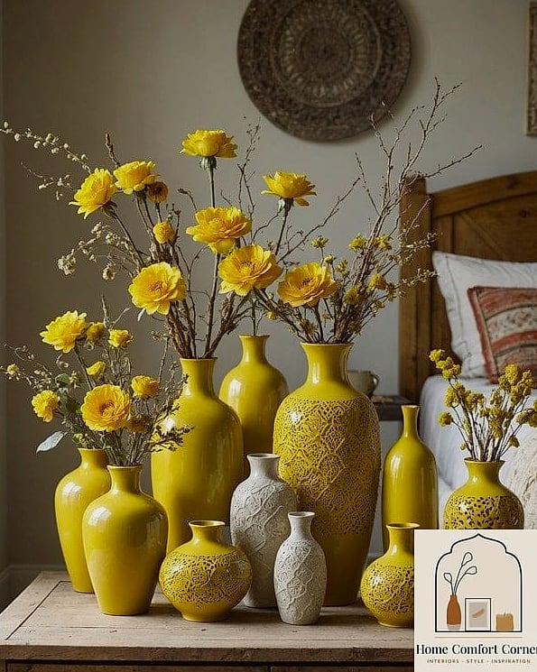 13 Yellow Room Decor Ideas That Are Both Stylish and Practical 11 Yellow Ceramic Vases and Planters